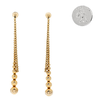 CHRISTIAN DIOR Metal Bead Drop Earrings Gold
