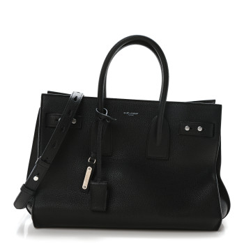SAINT LAURENT Grained Calfskin Small Supple Sac De Jour  Black