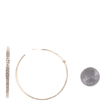CHANEL Crystal CC Hoop Earrings Pale Pink Gold