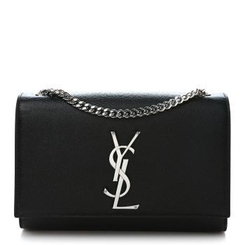 SAINT LAURENT Grain De Poudre Small Monogram Kate Satchel Black