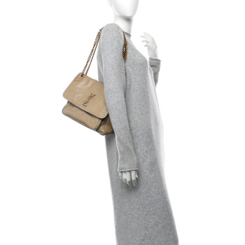 SAINT LAURENT Stingray Embossed Monogram Medium Niki Chain Satchel Beige
