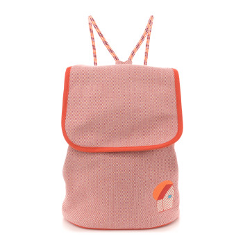HERMES H Canvas Embroidered Les Cabanes Backpack Orange Framboise