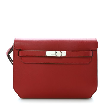 HERMES Evercolor Kelly Depeches 25 Pouch  Rouge Piment