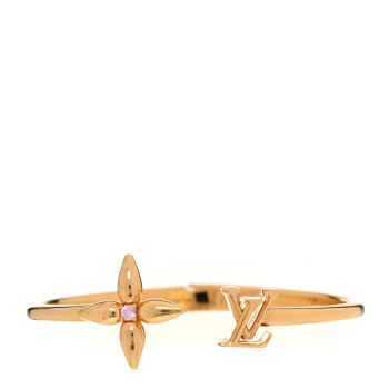 LOUIS VUITTON Metal Crystal Louisette Signature Bracelet S Gold