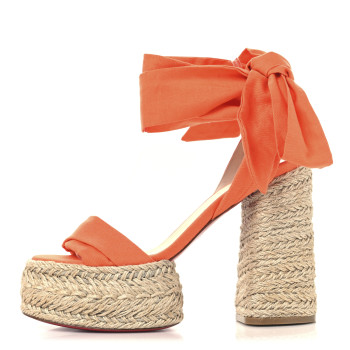CHRISTIAN LOUBOUTIN Gabardine Mariza Du Desert 130 Sandals 38 Orange