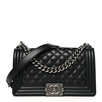CHANEL Caviar Quilted Medium Boy Flap Black