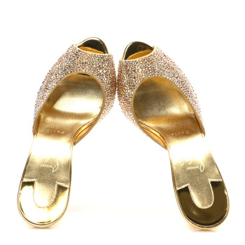 CHRISTIAN LOUBOUTIN Suede Crystal Strass Me Dolly 100 Sandals 38.5 Gold