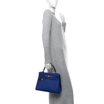 HERMES Togo Kelly Retourne 28 Bleu Electrique