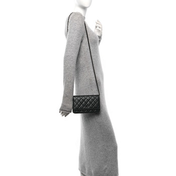 CHANEL Iridescent Lambskin Quilted Wallet On Chain WOC So Black
