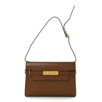 SAINT LAURENT Smooth Calfskin Small Manhattan Shoulder Bag Cognac