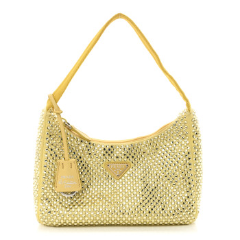 PRADA Satin Crystal Mini Re-Edition 2000 Bag Ananas