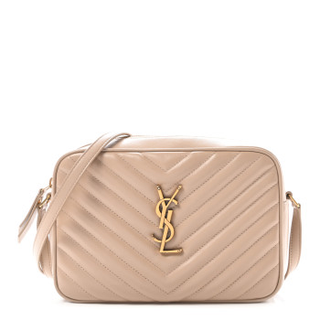 SAINT LAURENT Calfskin Matelasse Monogram Lou Camera Bag Dark Beige