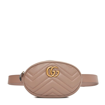 GUCCI Calfskin Matelasse GG Marmont Belt Bag 85 34 Porcelain Rose