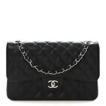 CHANEL Caviar Quilted Jumbo Double Flap Black