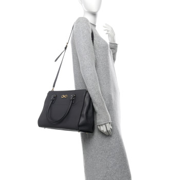 SALVATORE FERRAGAMO Saffiano Large Beky Tote Gray
