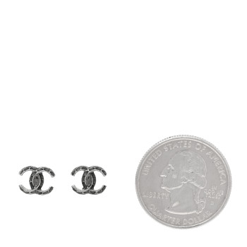 CHANEL CC Stud Earrings Ruthenium