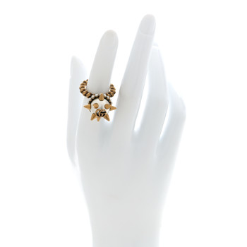 GUCCI Metal Pearl Spike Studded Ring XS  Aged Gold
