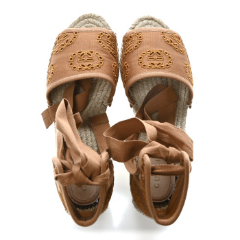 GUCCI Canvas Interlocking G Espadrille Sandals 36 Blondie Cognac