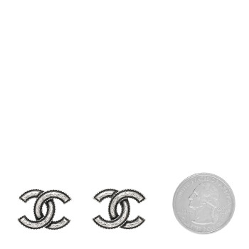 CHANEL Ruthenium Twisted CC Earrings Silver