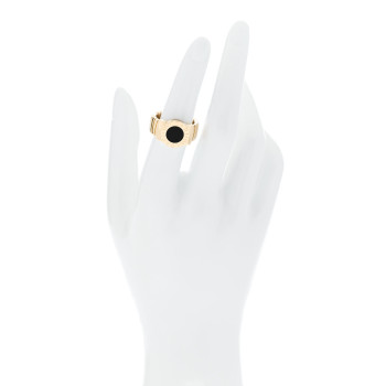 BULGARI 18K Yellow Gold Black Onyx Tubogas Ring 52 6