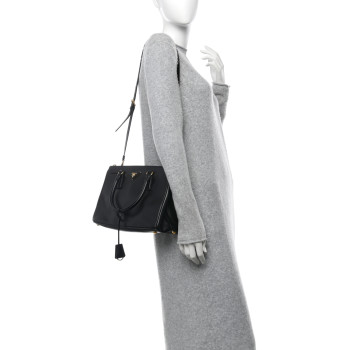 PRADA Saffiano Small Galleria Double Zip Tote Black