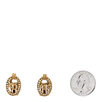 CHRISTIAN DIOR Crystal Clip On Earrings Gold