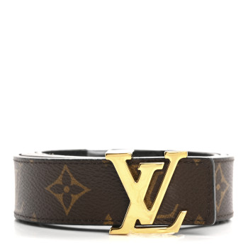 LOUIS VUITTON Calfskin Monogram 30mm LV Initiales Reversible Belt 90 36 Black LOUIS VUITTON Calfskin Monogram 30mm LV Initiales Reversible Belt 90 36 Black