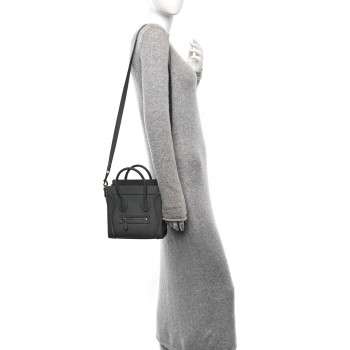 CELINE Baby Drummed Calfskin Nano Luggage Kohl