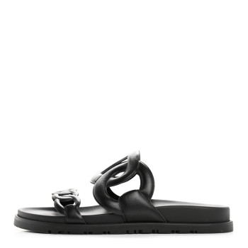 HERMES Nappa Extra Sandals 38 Black