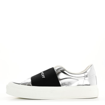 GIVENCHY Calfskin Band Logo Womens City Sneakers 41 Silvery