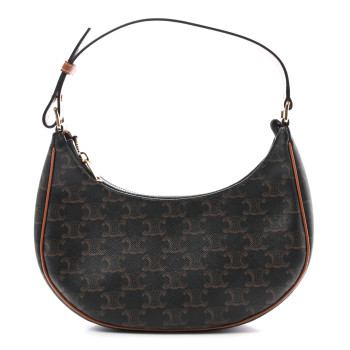 CELINE Triomphe Canvas Calfskin Ava Shoulder Bag Tan
