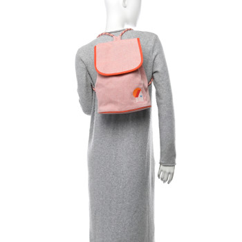 HERMES H Canvas Embroidered Les Cabanes Backpack Orange Framboise