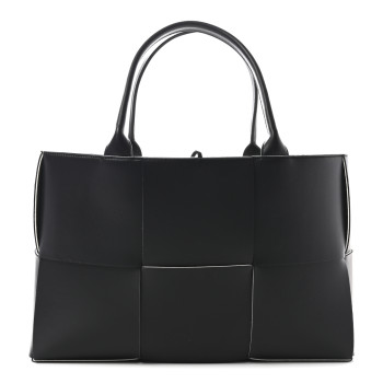 BOTTEGA VENETA Nappa Maxi Intrecciato Medium Arco Tote Black White