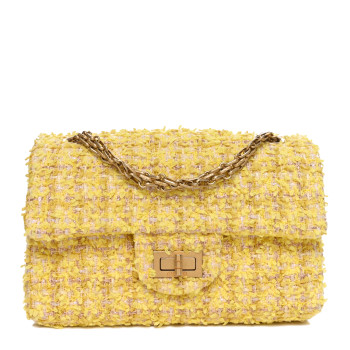 CHANEL Tweed Quilted 2.55 Reissue Mini Flap Yellow