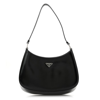 PRADA Spazzolato Cleo Shoulder Bag Black