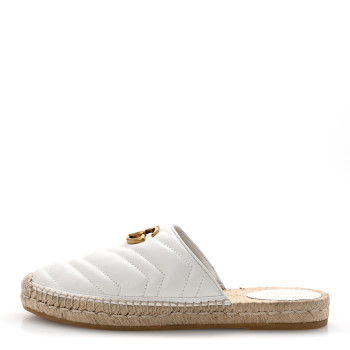 GUCCI Nappa Matelasse GG Marmont Espadrille Slippers 40 Great White