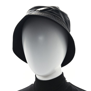 PRADA Re-Nylon Metal Triangle Logo Bucket Hat M Black