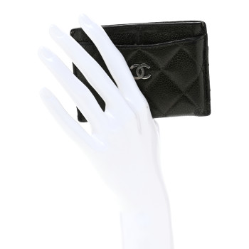CHANEL Caviar Quilted Card Holder Black