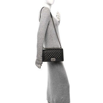 CHANEL Caviar Quilted Medium Boy Flap Black