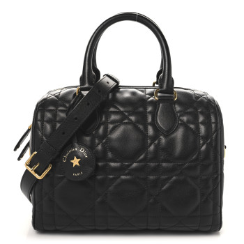 CHRISTIAN DIOR Calfskin Macrocannage Groove 25 Bag Black