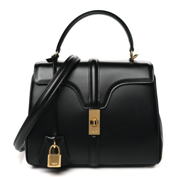 CELINE Satinated Calfskin Small 16 Top Handle Bag Black