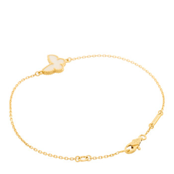 VAN CLEEF & ARPELS 18K Yellow Gold Mother of Pearl Sweet Alhambra Butterfly Bracelet
