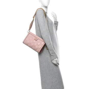 GUCCI Calfskin GG Matelasse Small Slim Chain Shoulder Bag Perfect Pink Natural