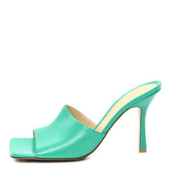 BOTTEGA VENETA Lambskin Stretch Mule Sandals 40 Acid Turquoise
