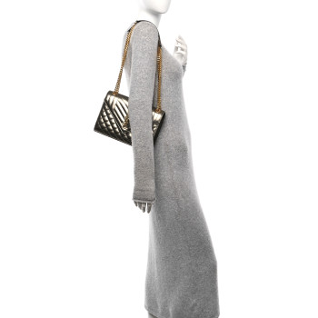 SAINT LAURENT Grain De Poudre Textured Mixed Matelasse Medium Triquilt Monogram Satchel Piombo