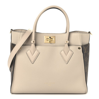 LOUIS VUITTON Calfskin Monogram On My Side MM Greige