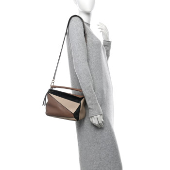 LOEWE Calfskin Small Puzzle Bag Sand Hazelnut Ash