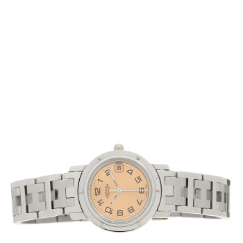 HERMES Stainless Steel 24mm Clipper Quartz Watch Pink