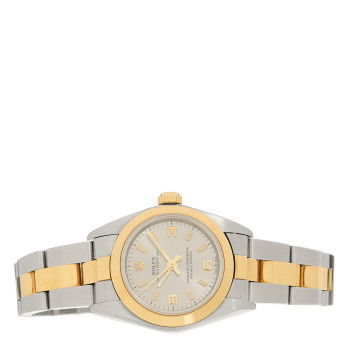 ROLEX Stainless Steel 18K Yellow Gold 24mm Oyster Perpetual Watch Grey 76183