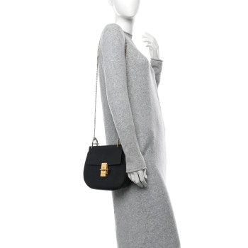 CHLOE Grained Lambskin Drew Shoulder Bag Black